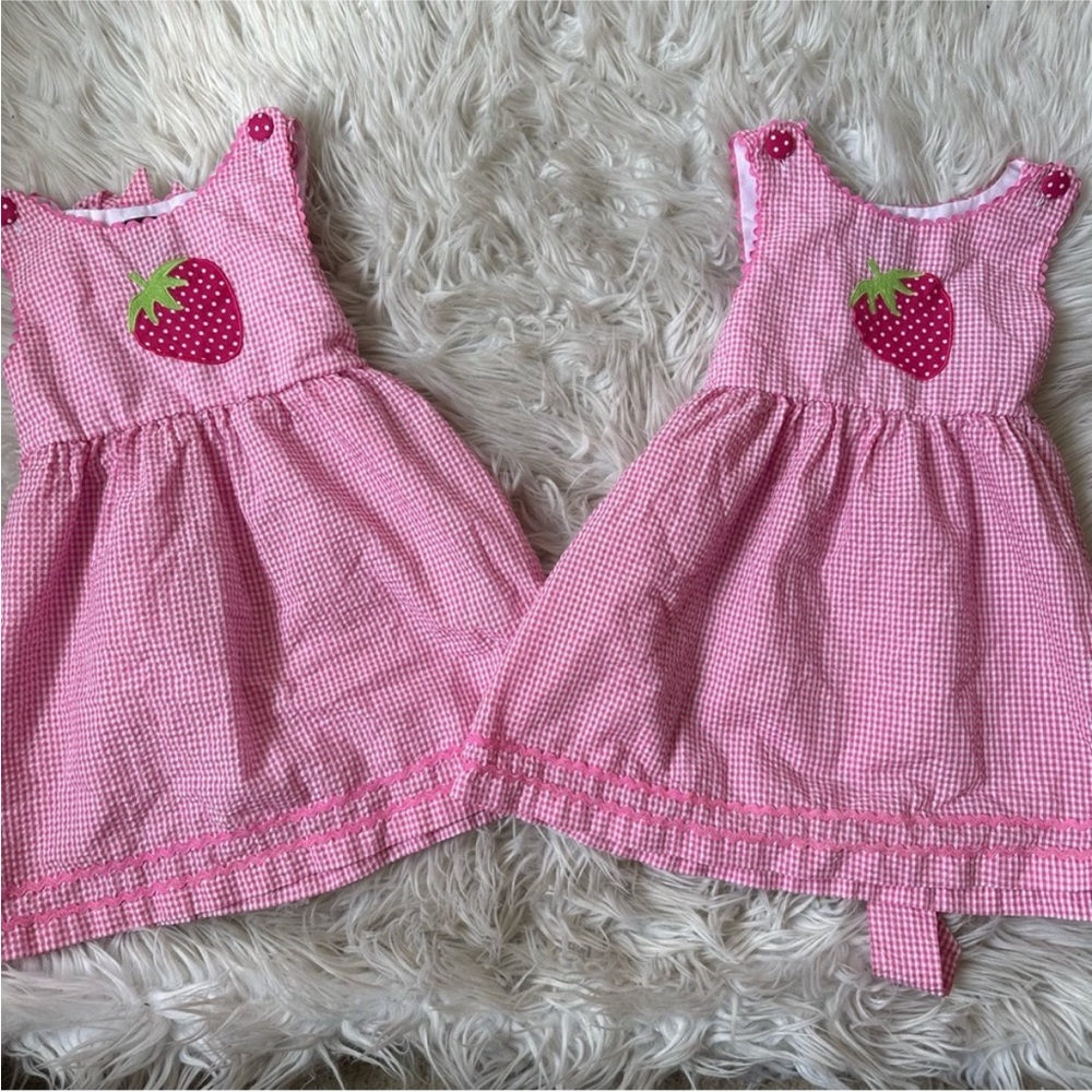Lil Cactus Strawberry Kids Dress in Pink, Gingham